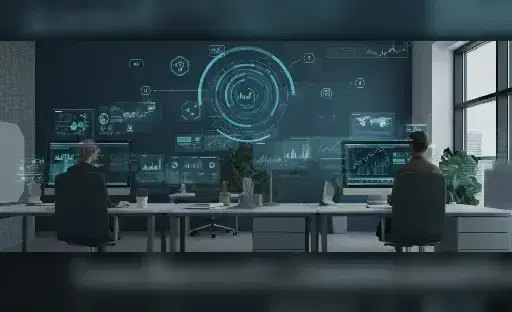 People using asset management platform integration in office 