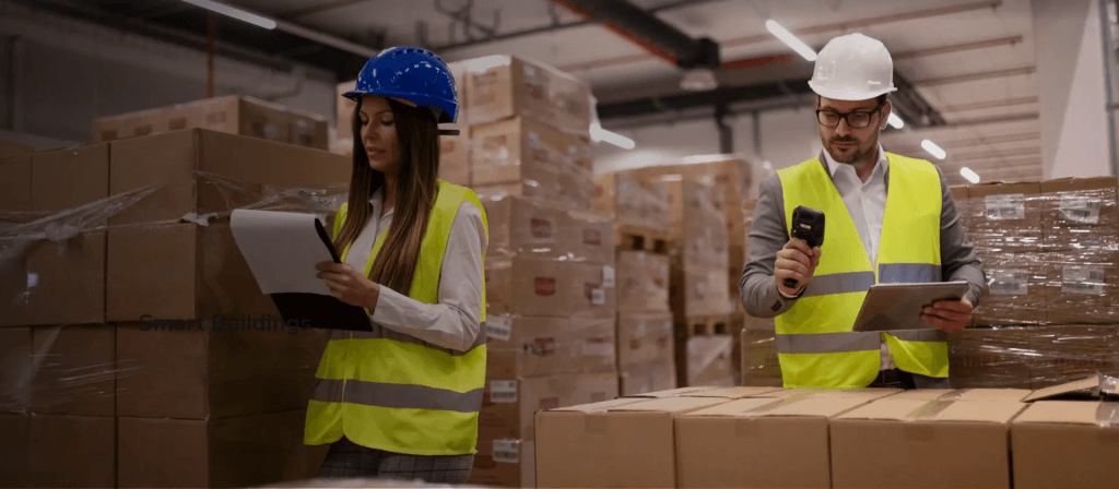 Workers doing inventory management for planning and forecasting